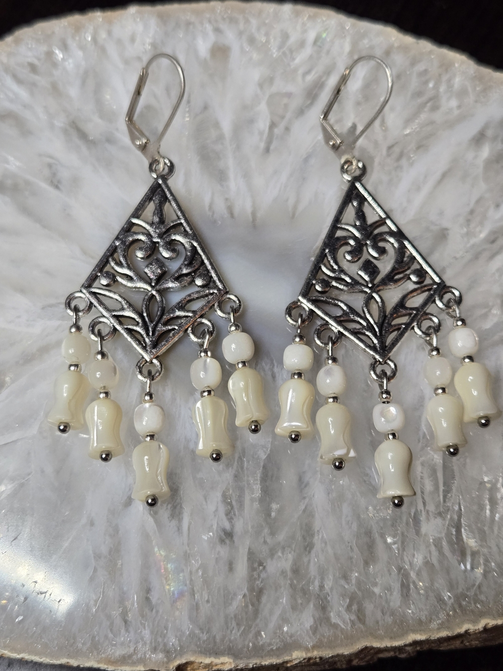 Mother Of Pearl Chandelier Earrings - Picture 2 of 2